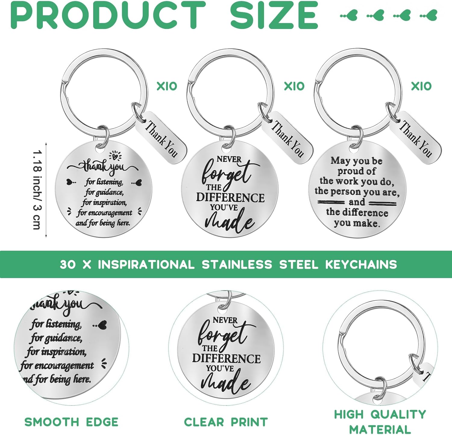 Fumete 90 Pcs Inspirational Gifts Set Employee Appreciation Gifts Bulk Thumbs up Pens Motivational Quotes Pens Thank You Keychain Organza Bags for Volunteer Teacher Nurse Appreciation