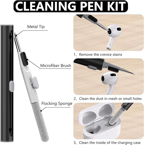 Miniatura 3 de Funda para AirPods de 3 generación con kit de limpieza, funda protectora de silicona suave para Apple AirPods de 3 generación con llavero, funda a