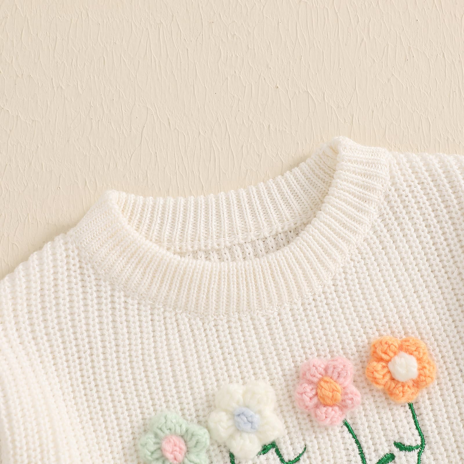 Maglione per neonata con motivo floreale 3D maglioni a maglia per neonati a girocollo a maniche lunghe