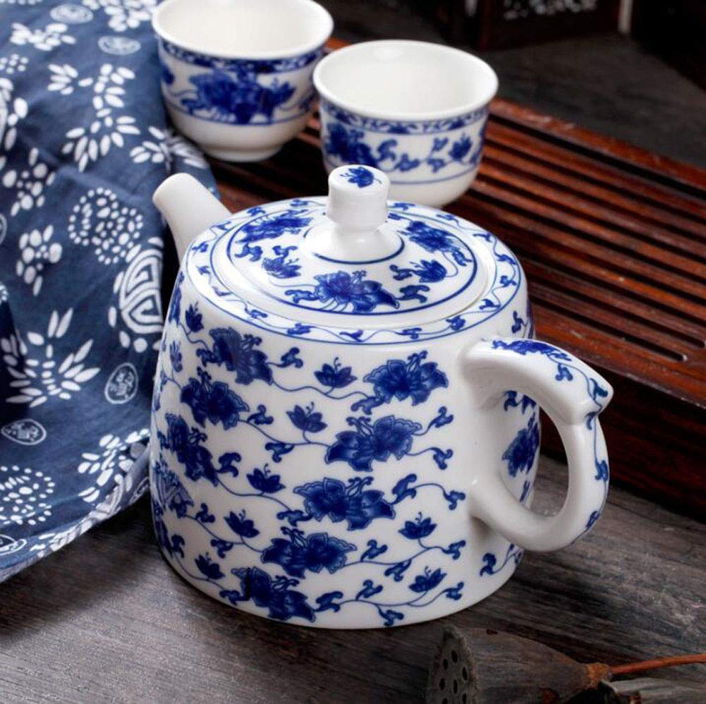 Tetera china Jingdezhen pintada a mano antigua de alta capacidad de porcelana azul y blanca - NO.38