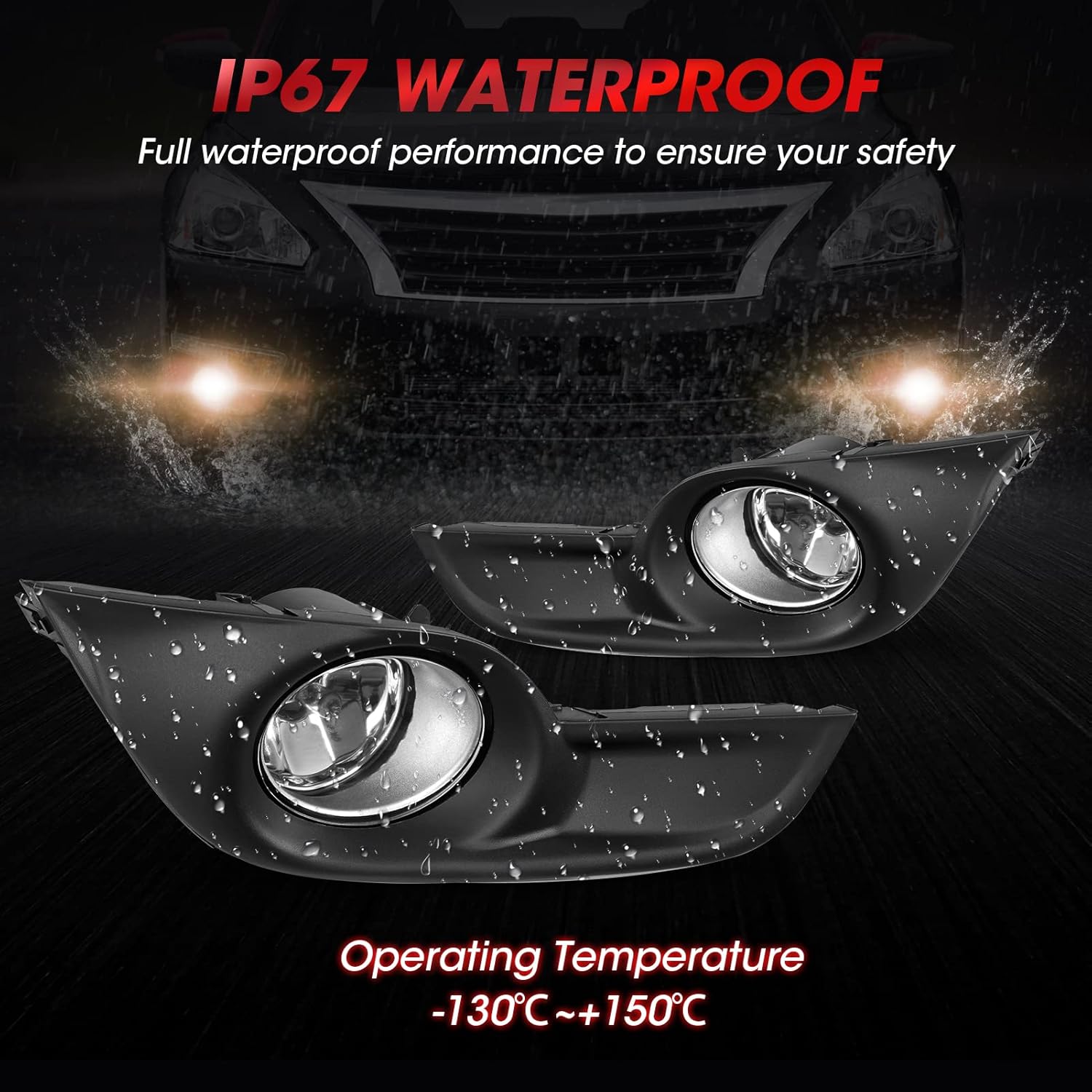 Driving Fog Lights Compatible With 2013 2014 2015 Nissan Altima Black Bezel Fog Light Replacement (Clear Glass Lens) Wiring Harness and Switch