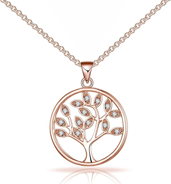 Philip Jones Rose Gold Plated Tree of Life Necklace Created with Zircondia® Crystals