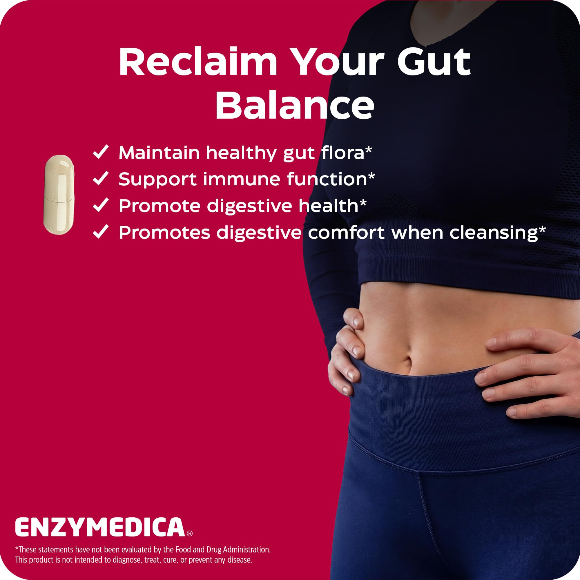 Enzymedica Candidasa, enzimas para un apoyo de limpieza suave para hombres y mujeres, mezclado para la salud intestinal y del microbioma con celulasa y proteasa, 120 unidades