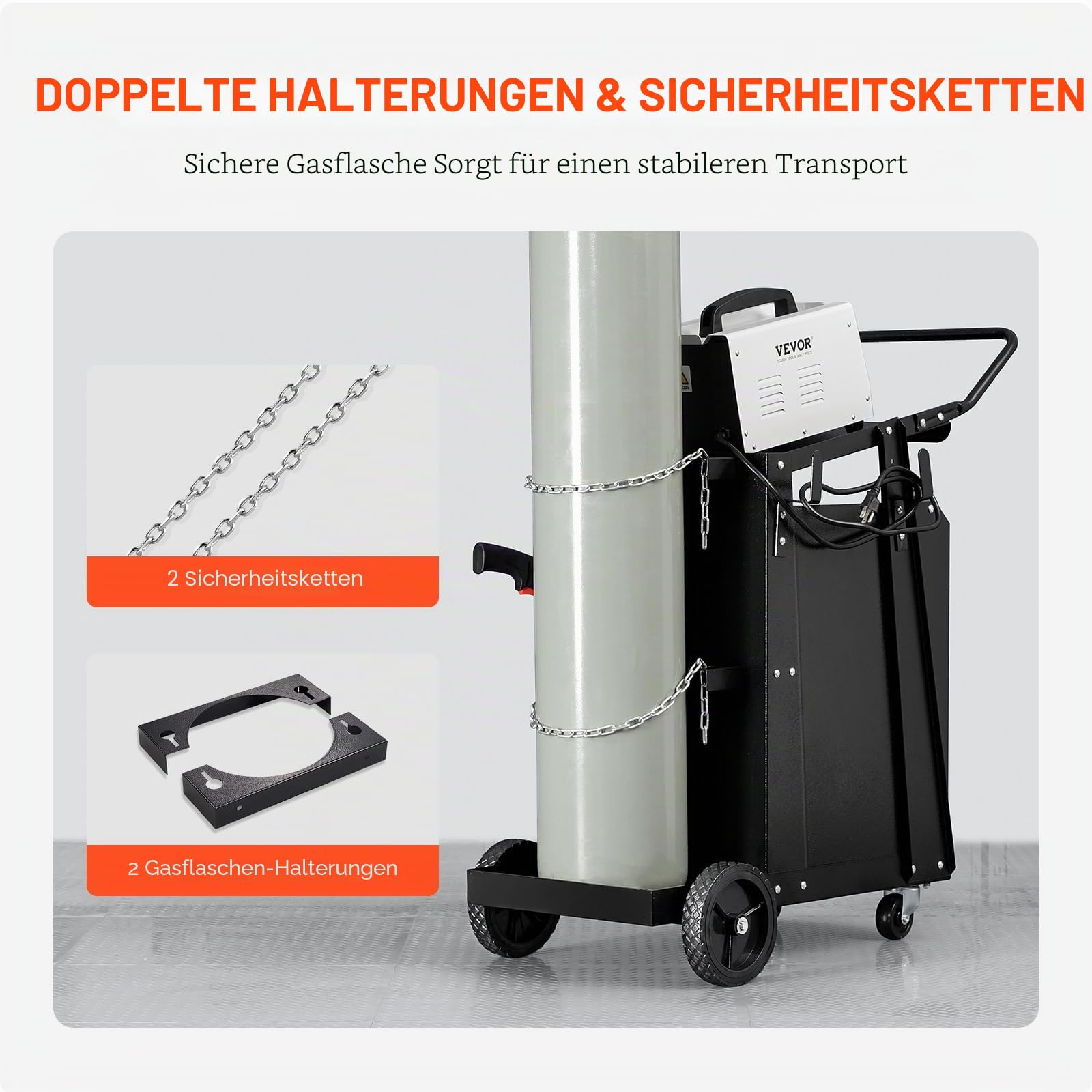 VEVOR Mobiler Werkstattwagen, Schweißwagen mit 2 Schubladen & abschließbarem Schrank, 158 kg Gewichtskapazität, 360° schwenkbare Räder, Schweißgerätewagen für MIG-Schweißgerät, Plasmaschneider