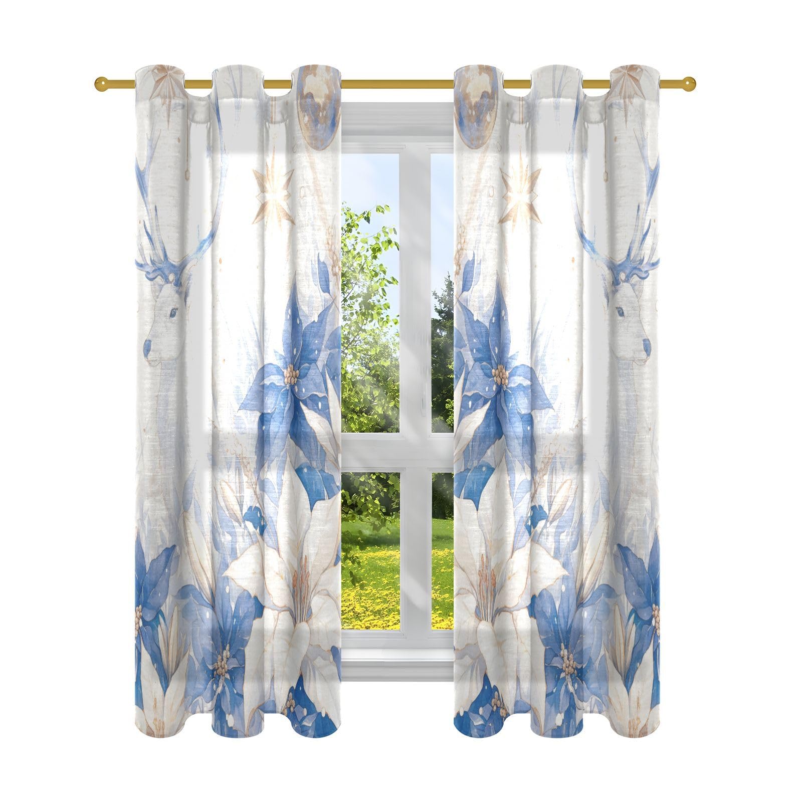 Rideaux de Noël bleus pour réchauffer l'ambiance de votre chambre à coucher