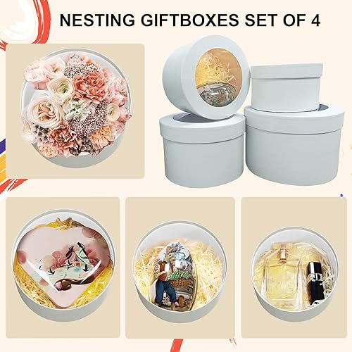 Miniatura 4 de Aubiu Cajas de regalo con tapas para regalos pequeñas cajas de regalo de Navidad cajas de regalo rosadas paquete de 4 cajas de cartón de papel