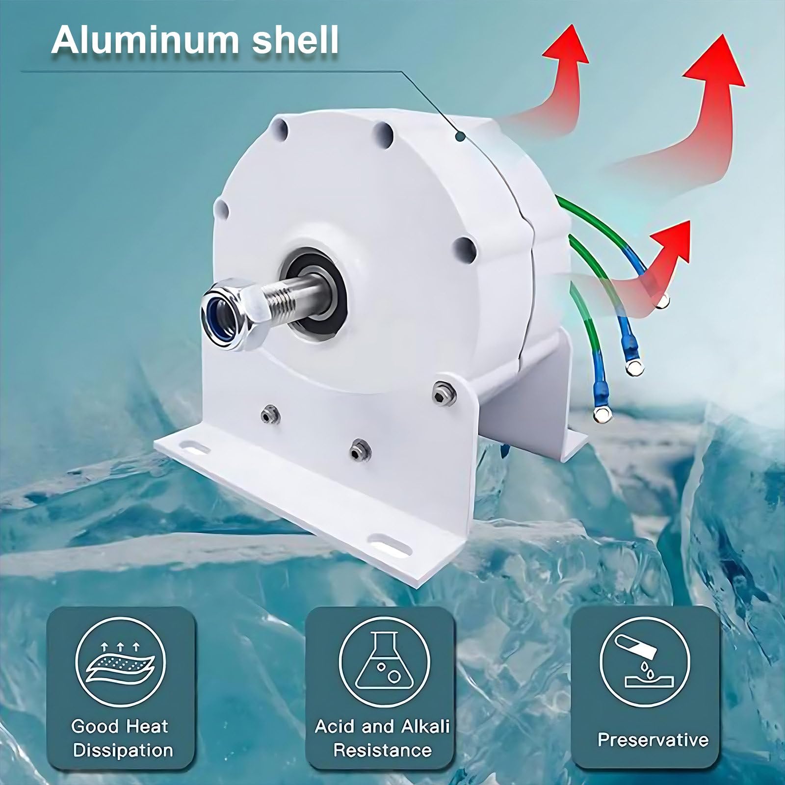 Generatori con Alternatore Ca a Basso Numero di Giri da 12000 W con Base per Turbine Eoliche, Generatore Trifase a Basso Numero di Giri Senza Riduttore 12v (con Base) 48V