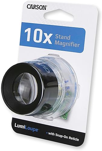 Miniatura 7 de Carson LumiLoupe 10x Power - Lupa de soporte preenfocada con lente dual y retícula a presión (LL-20)