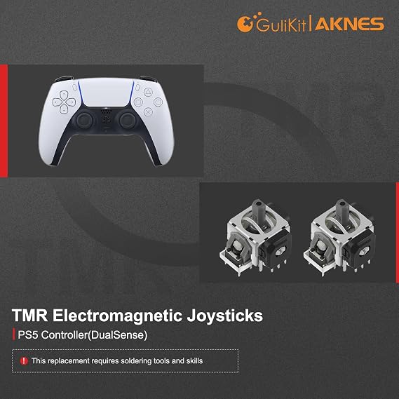 AKNES GuliKit TMR Joysticks for DualSense PS5 / DualSense Edge Controller | High Precision & Sensitivity , Fast Response Speed, Reduced Drift, Low power, with Thumbstick Caps