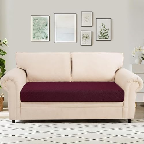 Miniatura 2 de SearchI Fundas de cojín elásticas de jacquard para sofá, fundas de cojín reversibles de repuesto, protector de muebles suave con parte inferior