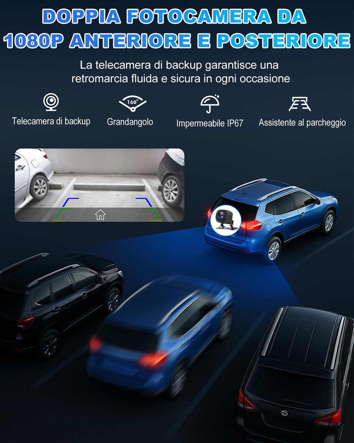 Carplay Auto, 10.26" Android Auto Wireless, Autoradio Bluetooth con Schermo con 1080P Telecamera Posteriore e Anteriore, Navigazione GPS, Audio Premium, Comando Vocale, Accendisigaro a Doppia Porta