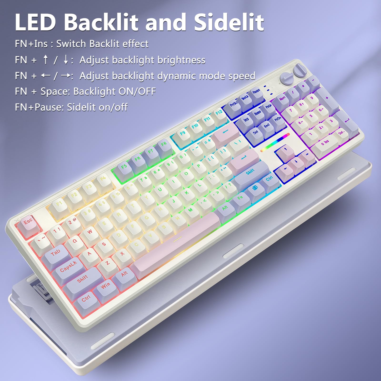 E-YOOSO Creamy Clavier mécanique filaire, structure d'étanchéité avec mousse amortissante sonore, rétroéclairage LED, remplaçable à chaud, commutateurs linéaires pré-lubrifiés, clavier de jeu
