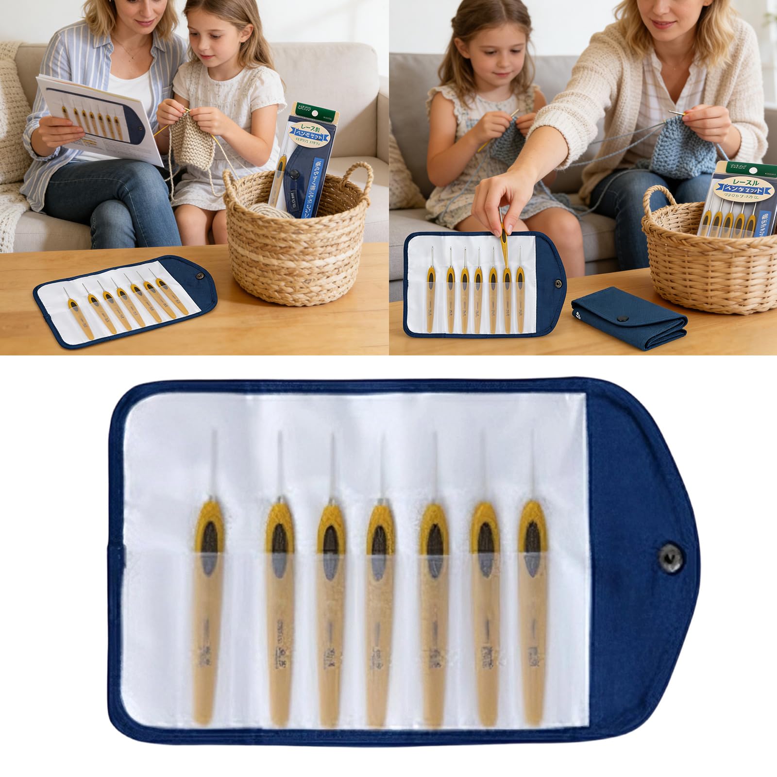 Juego de agujas para amantes del tejido, diseños ergonómicos de varios tamaños, Estuche portátil para herramienta de encaje artesanal