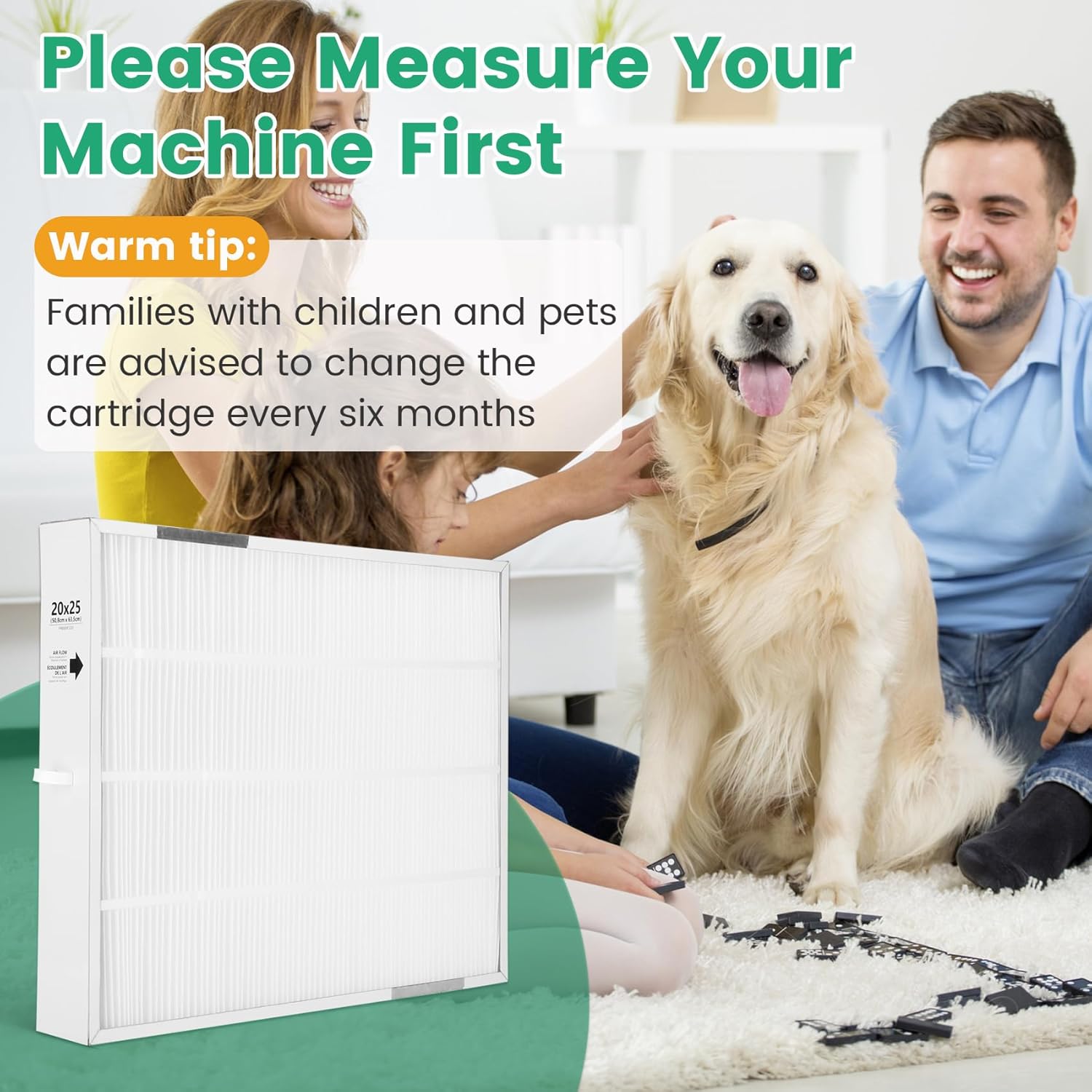 FR8000F2025 pleated air filter 2025 MERV 16, Compatible with Honeywell FH8000A2520 Air Handler, Replaceable TrueCLEAN Replacement Filter