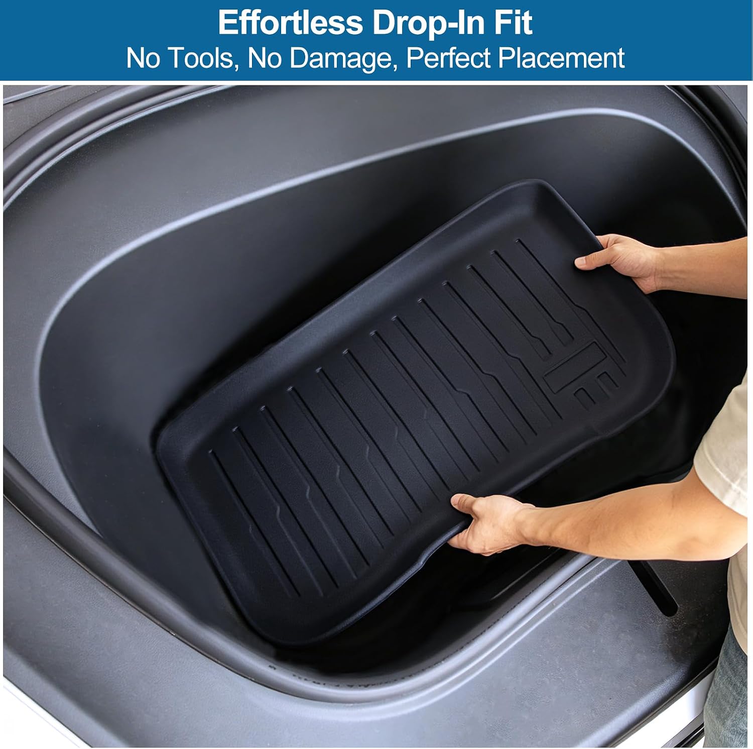 Front & Rear Sub-Trunk Mats for Tesla Model 3 Highland 2025 2024 TPE Cargo Liner Storage Mat All-Weather Sub-Trunk Cargo Liner Front & Rear Lower Trunk Mat for Model 3 Highland