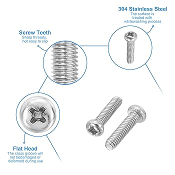 Amazon | PATIKIL 小ネジ 丸頭 十字穴付き 60個 M2-0.4 x 6mm