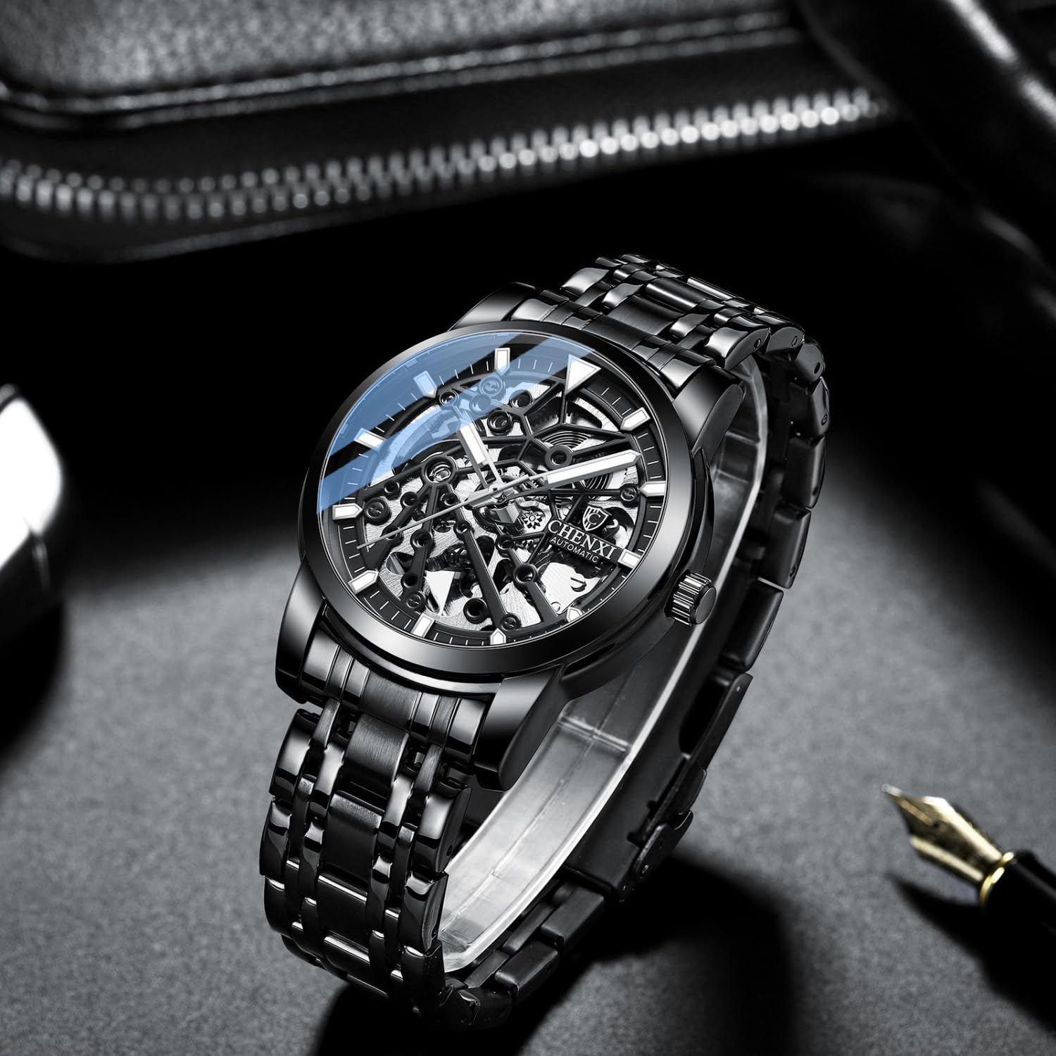 Reloj de pulsera automático para hombre, de acero inoxidable, resistente al agua, luminoso, para actividades comerciales y deportivas