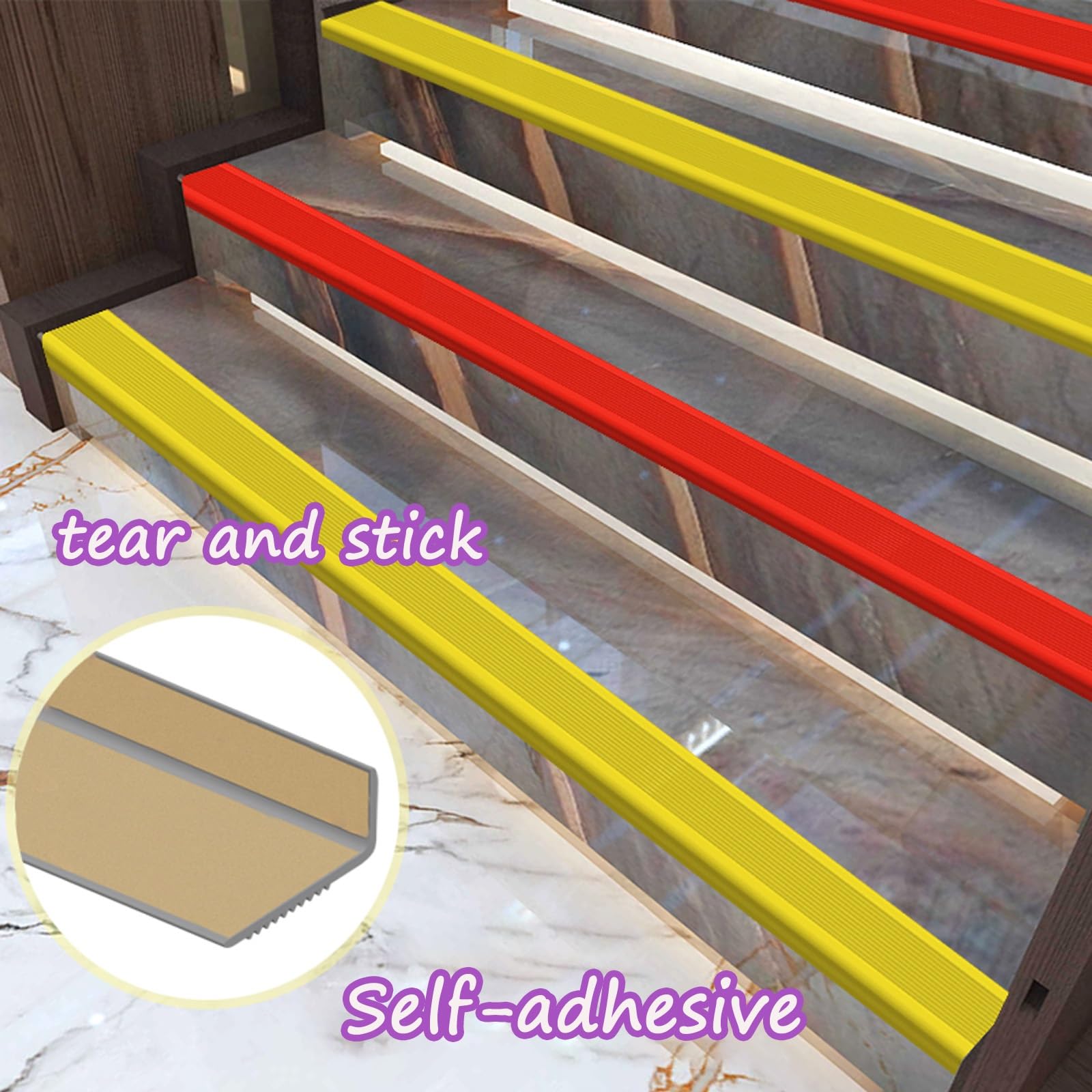 Autoadhesivo De Borde Para Escaleras en Forma De L, Tiras Antideslizantes para Peldaños, Tiras Antideslizantes Autoadhesivas, Material De Pvc, Adhesivo Y Antideslizante, Apto para Escaleras ( Color :