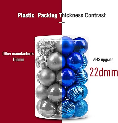 Miniatura 7 de AMS Mini adornos de bola de Navidad de 34 quilates, decoración de fiesta, inastillable, colgante para decoración de árbol de Navidad (1.57