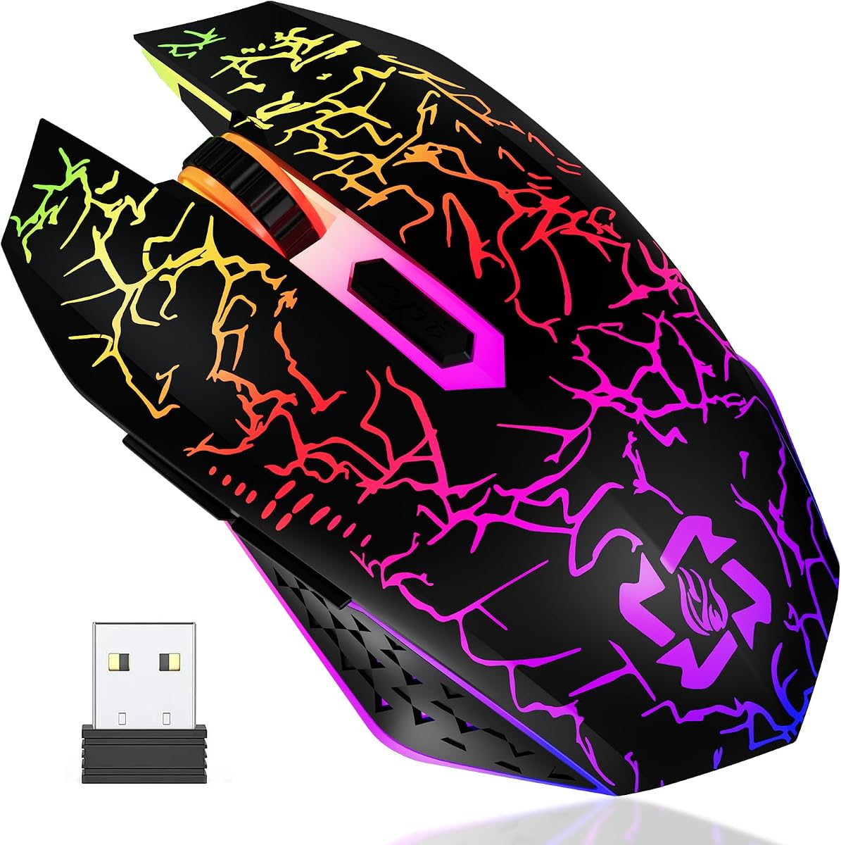 Ratón Inalámbrico Bluetooth para Juegos, Recargable RGB, Silencioso, Negro | Bluetooth de modo dual y 2,4G, batería recargable, iluminación RGB, clic silencioso, niveles de 3 DPI para PC, portátil, escritorio y Mac