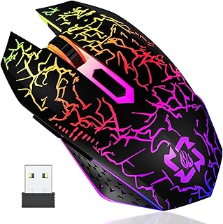 MELOGAGA Bluetooth Wireless Gaming Mouse, 2.4G Cordless RGB Rechargeable PC Game Mouse, Black Price In India