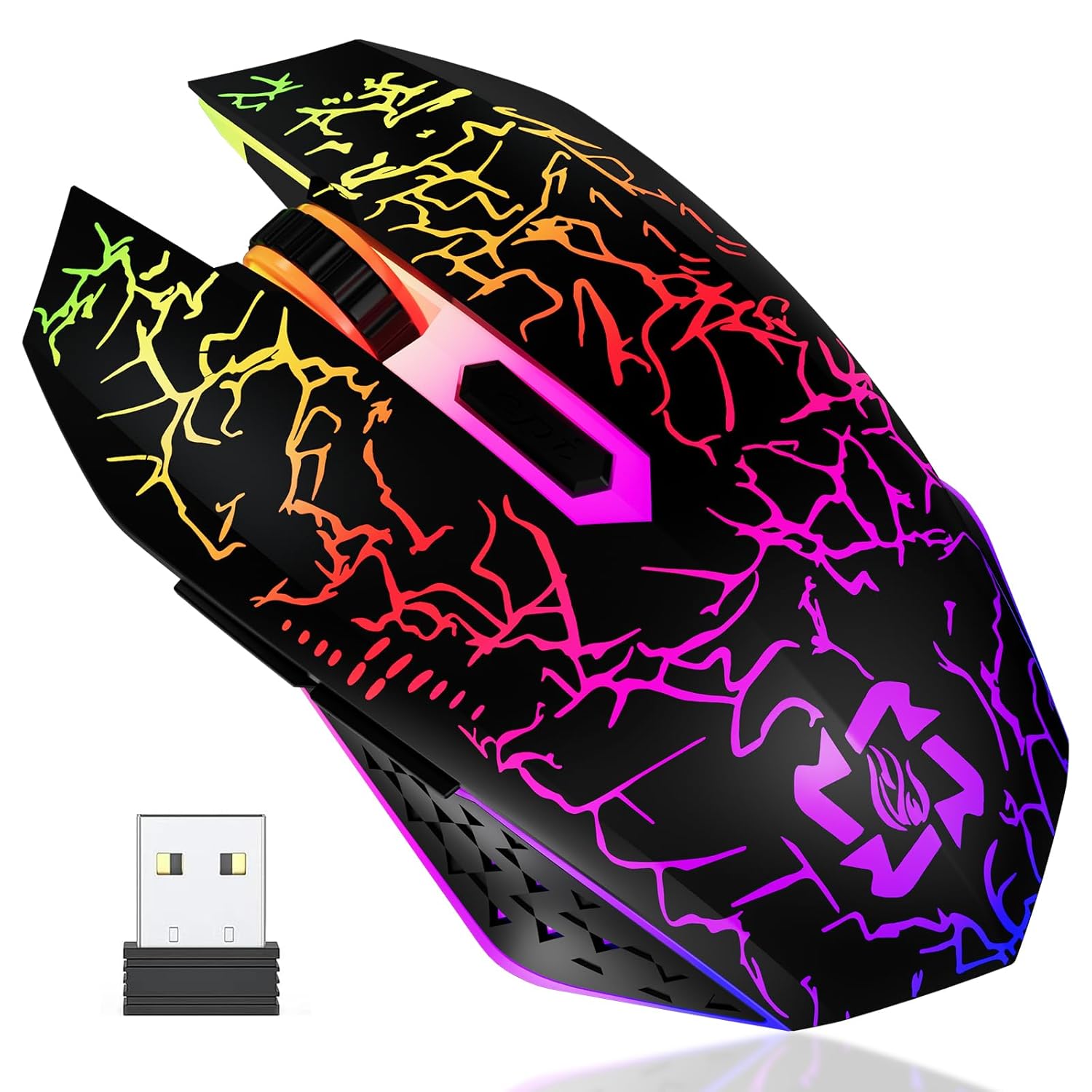 MELOGAGA Bluetooth Wireless Gaming Mouse 2 4G Cordless RGB Rechargeable PC Game Mouse Black