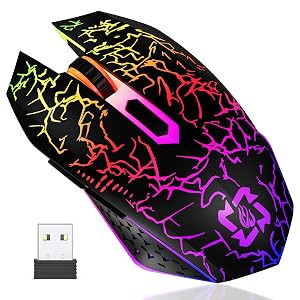 MELOGAGA Bluetooth Wireless Gaming Mouse 2 4G Cordless RGB Rechargeable PC Game Mouse Black
