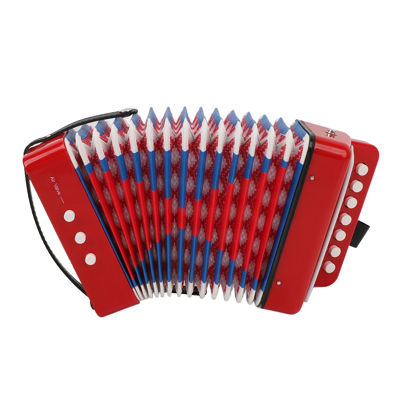 Mini Accordion 7 Key 2 Bass, Instrumento de educación musical, material ABS con fuelle de cuero, Guía de aprendizaje incluida, portátil con hebilla de cinturón