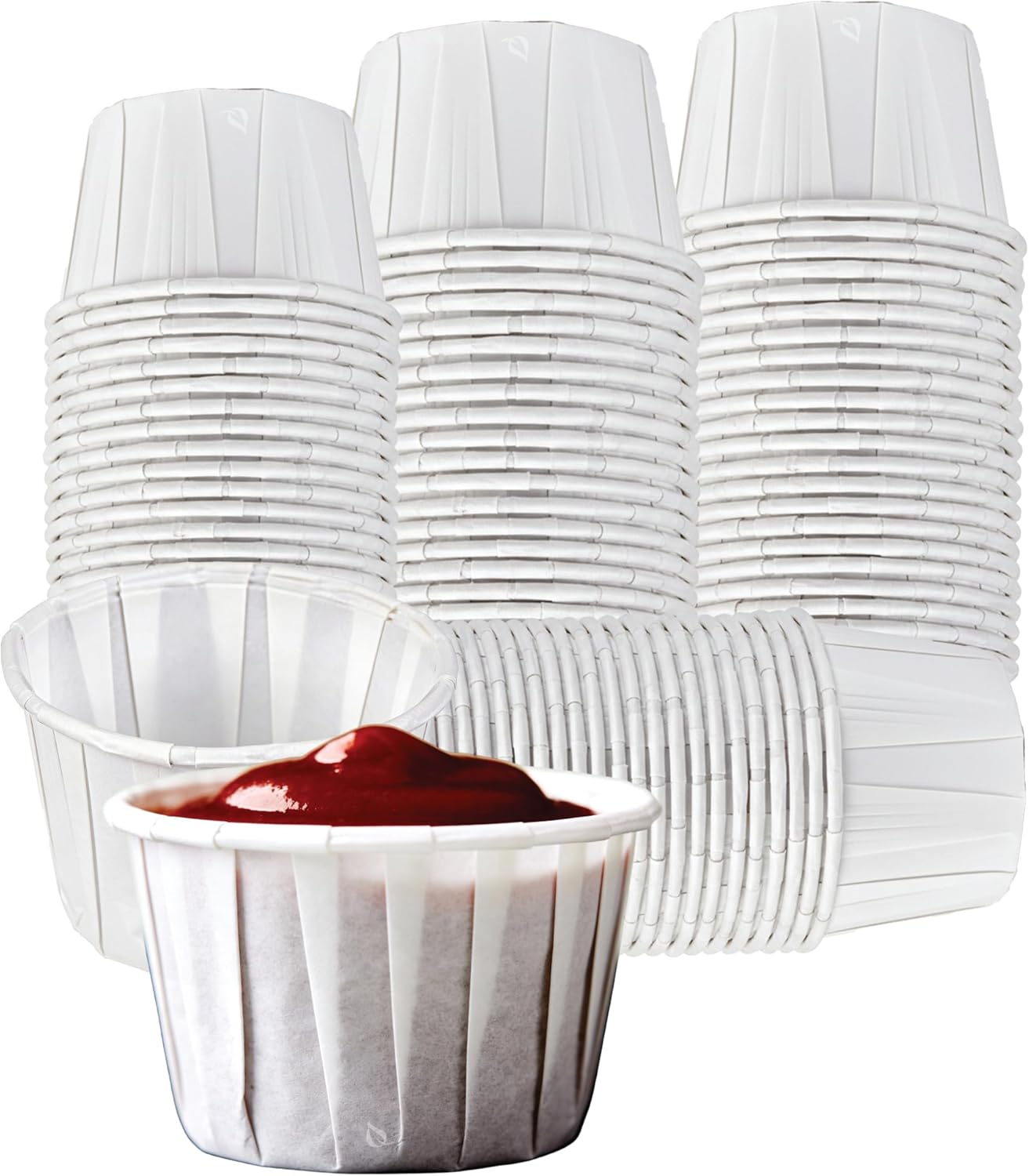 EcoQuality 0.5 oz Disposable White Paper Souffle Portion Cup with Rolled Rim - Condiments, Sauces, Samples Portion Control Cup - For Restaurants, Catering, Parties & Home Use (2000)