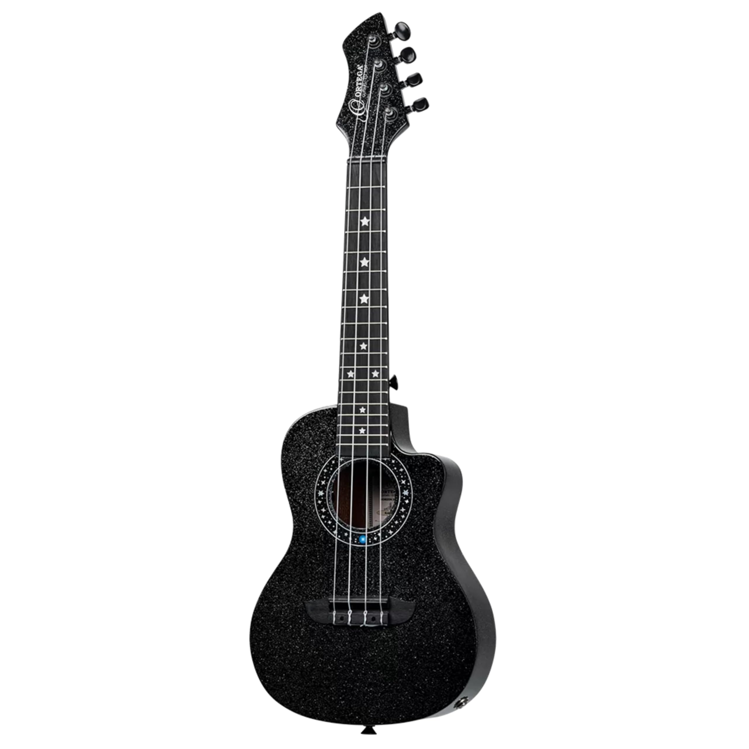 Ortega Guitars Ukulélé Concert Électro-Acoustique – Série Horizon – Housse Incluse – Agathis, Noir (RUHZ-CE-STAR)