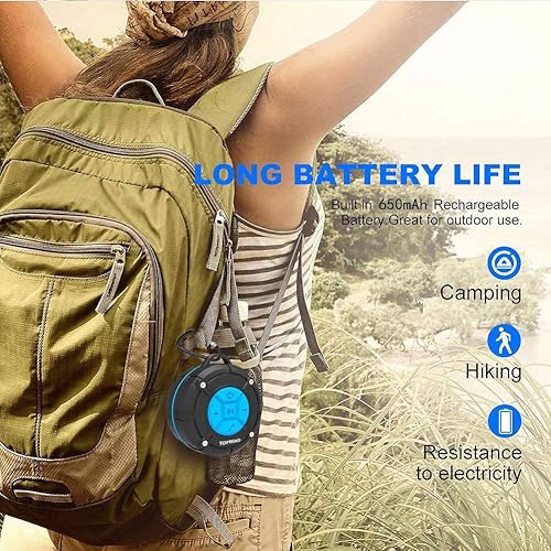 Miniatura 5 de TOPROAD - Altavoz Bluetooth impermeable, altavoces de ducha IPX7, pequeño altavoz portátil con clip y 2 ventosas, micrófono integrado, altavoz manos