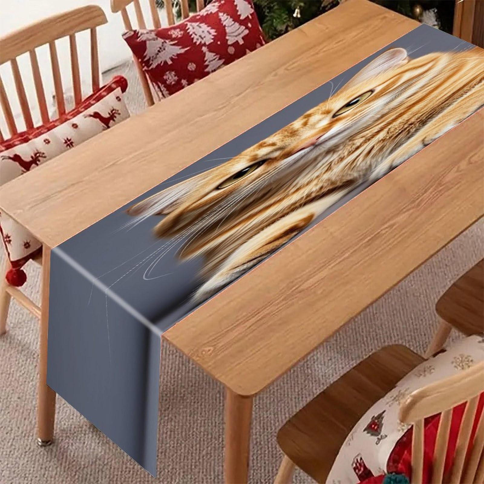 Cat Table Runner Modern Art Farmhouse Linen Table Runner Dresser Scarf Seasonal Kitchen Dining Table Decoration Dresser Scarves for Home Party Decor 13x70 Inch