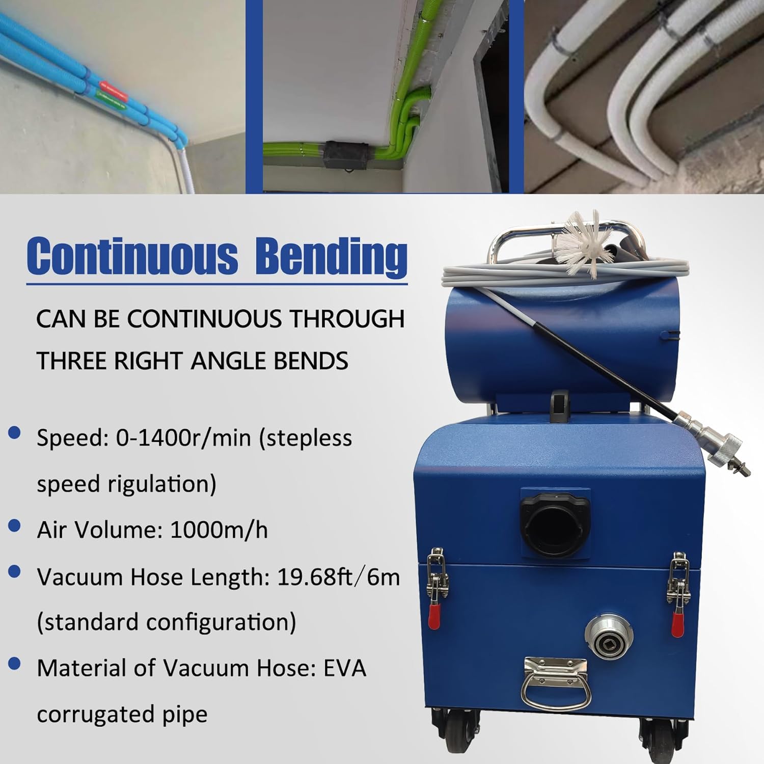 TECHTONGDA Air Duct Cleaning Machine for Fresh Air Pipe Cleaning & Suction, Rotary Brush Duct Pipe Cleaning Machine with Transformer 110V/220V, Vent Cleaning Tool, Applicable Pipe Diameter 1.97"-7.87"