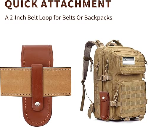 Miniatura 3 de Funda para cuchillo de bolsillo, funda plegable para cuchillos, funda de cuero para cuchillos con cierre a presión para cinturón para cuchillo de