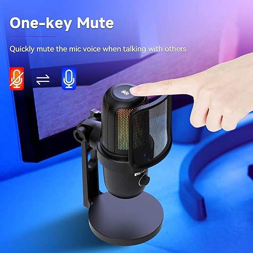 Miniatura 4 de Retekess TG201 Micrófono USB para juegos, micrófono de PC con RGB conmutable para computadora y portátil, micrófono de condensador Plug & Play,