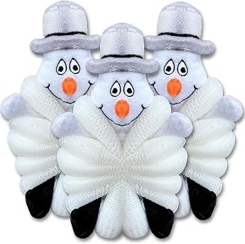 Cute Bath Sponge - Mesh Body Pouf, Gentle Shower Sponges, Snowman, Pack of 3