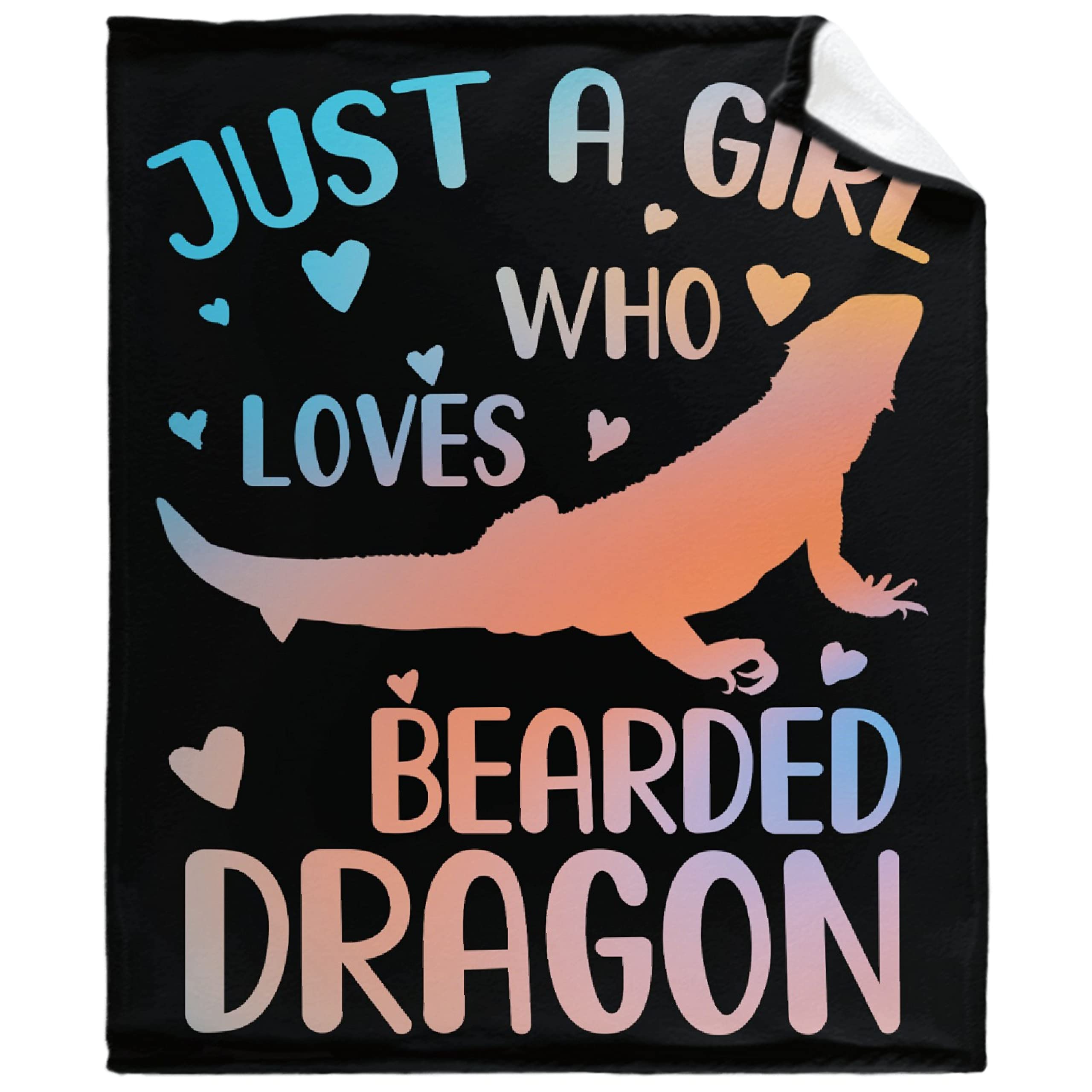 Just A Girl Who Loves Bearded Dragon Blanket Dinoasur Throws Gift for Boys Girls?Cute Animal Decor Plush Soft Lightweight Flannel Fleece Blankets for Bed Couch Chair 120x90In Extra Large