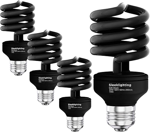 SleekLighting 23 vatios T2 NEGRA luz espiral CFL foco, 120V, base mediana E26, bajo consumo (Paquete de 2 unidades)