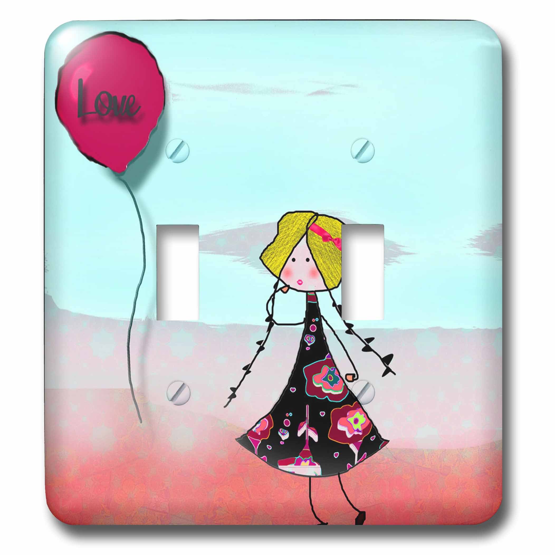 Interrupteur double ballon et fille 3dRose lsp_167198_2 pour décoration de chambre d'enfant