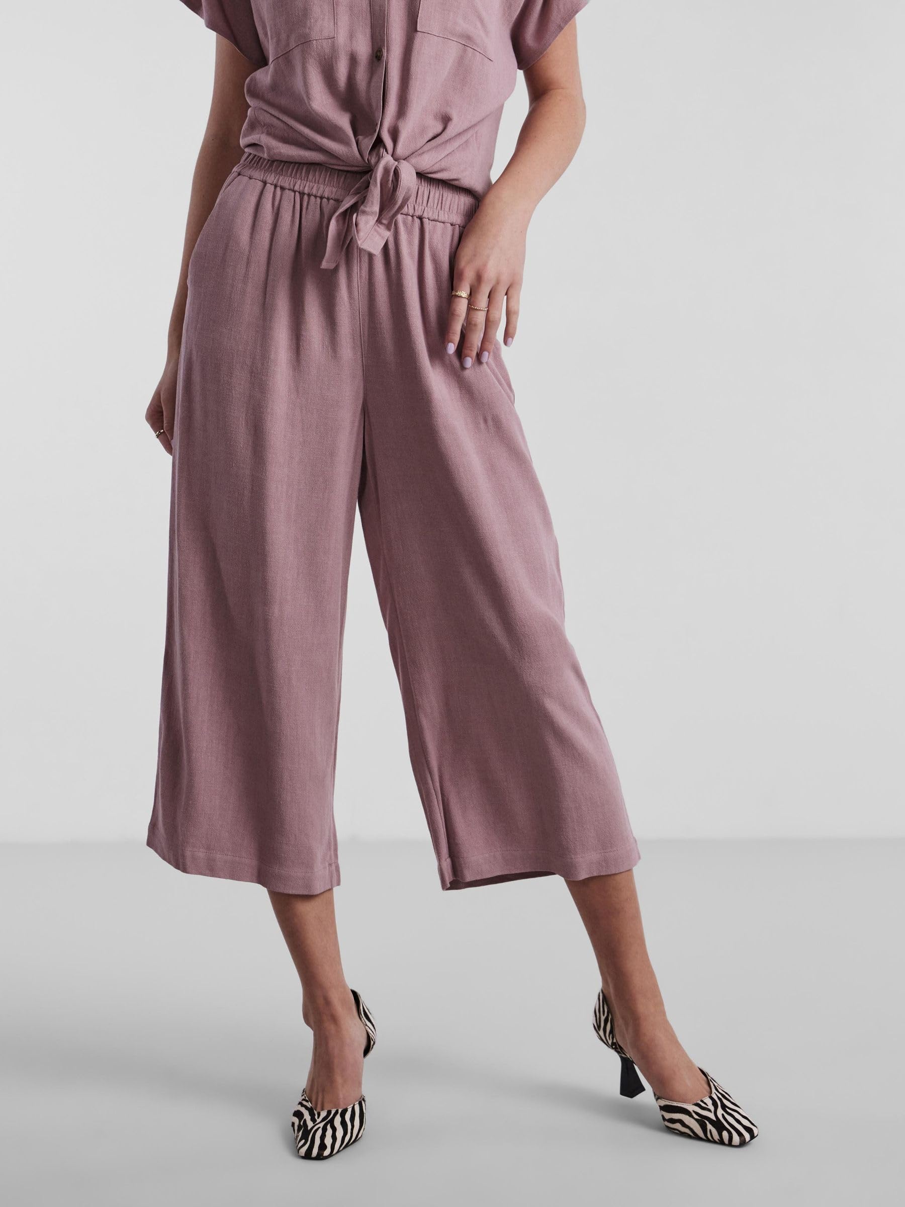 PIECES Pcvinsty Hw Linen Culotte Noos - culotte Kobiety