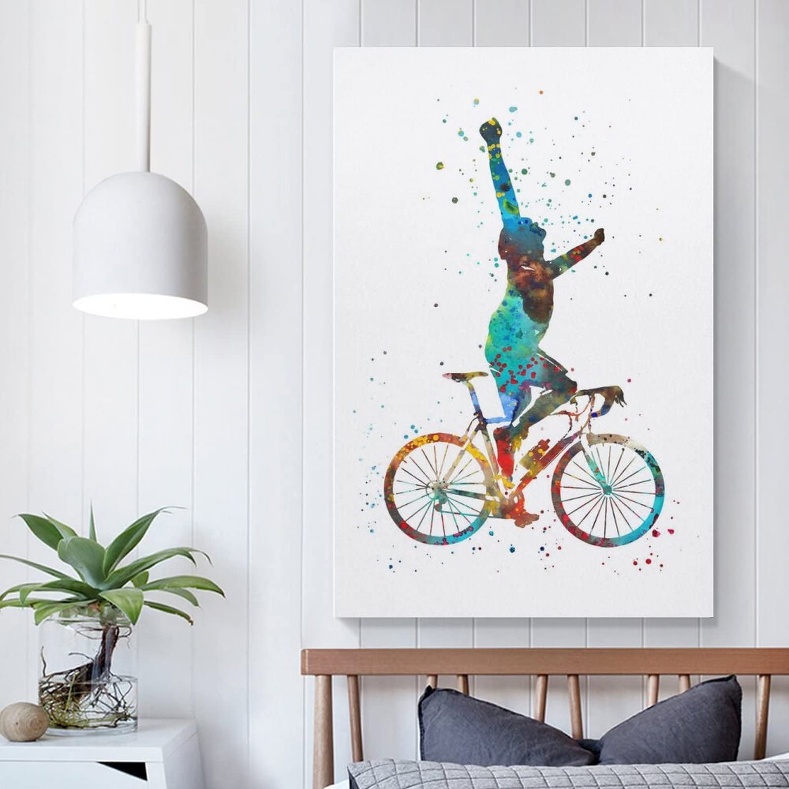 Amazon.co.jp: 水彩画 自転車 サイクリング キャンバス アート