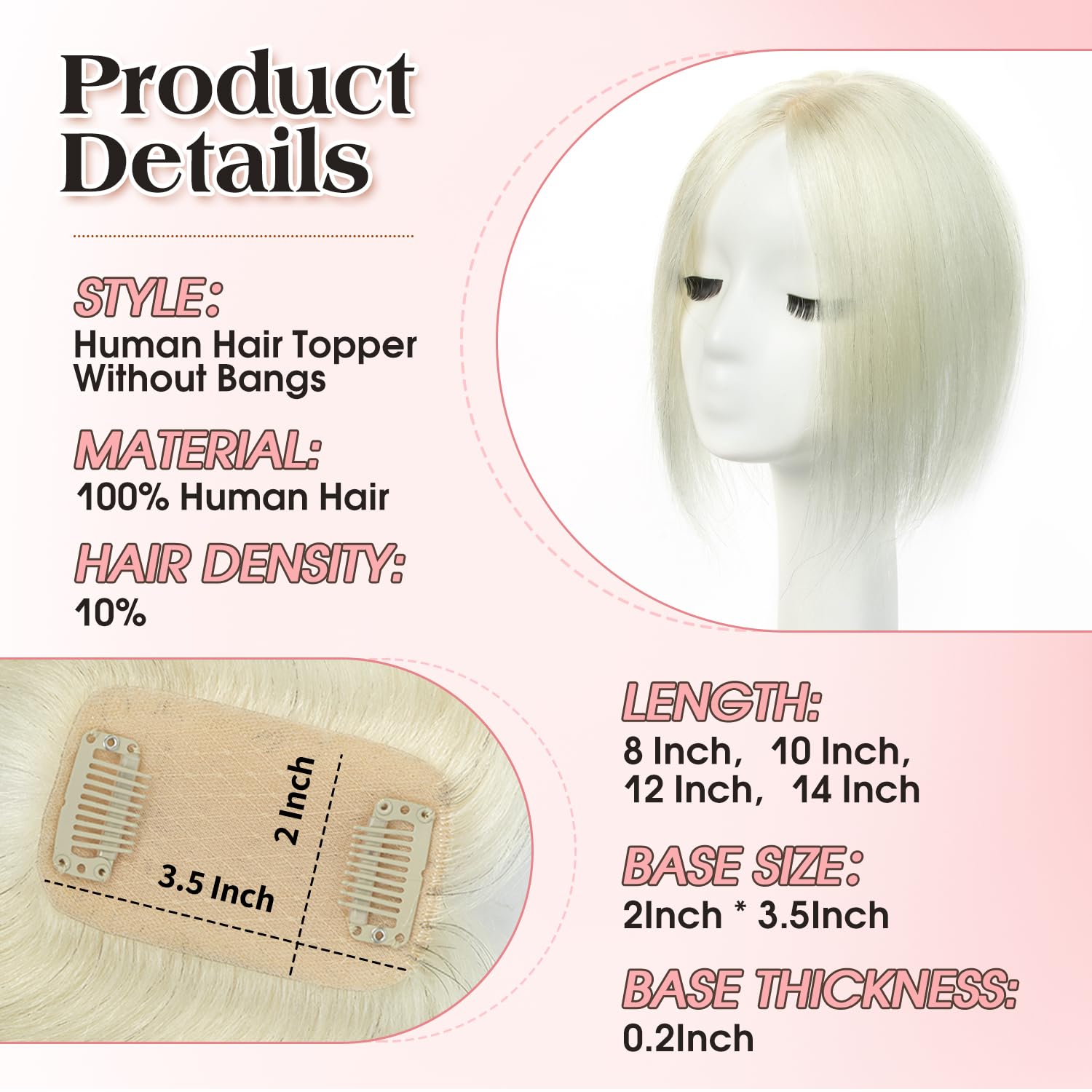 Human Hair Topper for Women, Clip in Short 12 Inch Highlight Black Hair Topper with Real Scalp, Small Lightweight Secure Hold Topper for Thinning Hair/Receding Hairline, Seamless Blend Daily Wear