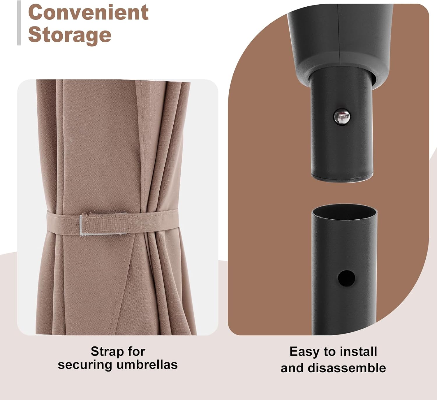 NEWBULIG 9FT Half Patio Umbrella with Easy Crank, UV Protection, 5 Ribs Outdoor Half Umbrellas with Fade Resistant Fabric for Balcony/Apartments/Backyard/Garden/Deck - Image 5