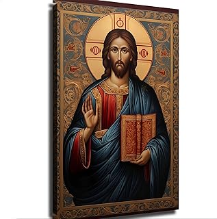 Orthodox Icon of Jesus Christ The Savior Poster Robert Frost Poem Poster Art Canvas Painting HD Painting Printing Artwork for Bedroom Wall Home Decoration (16×24inch_Unframed)