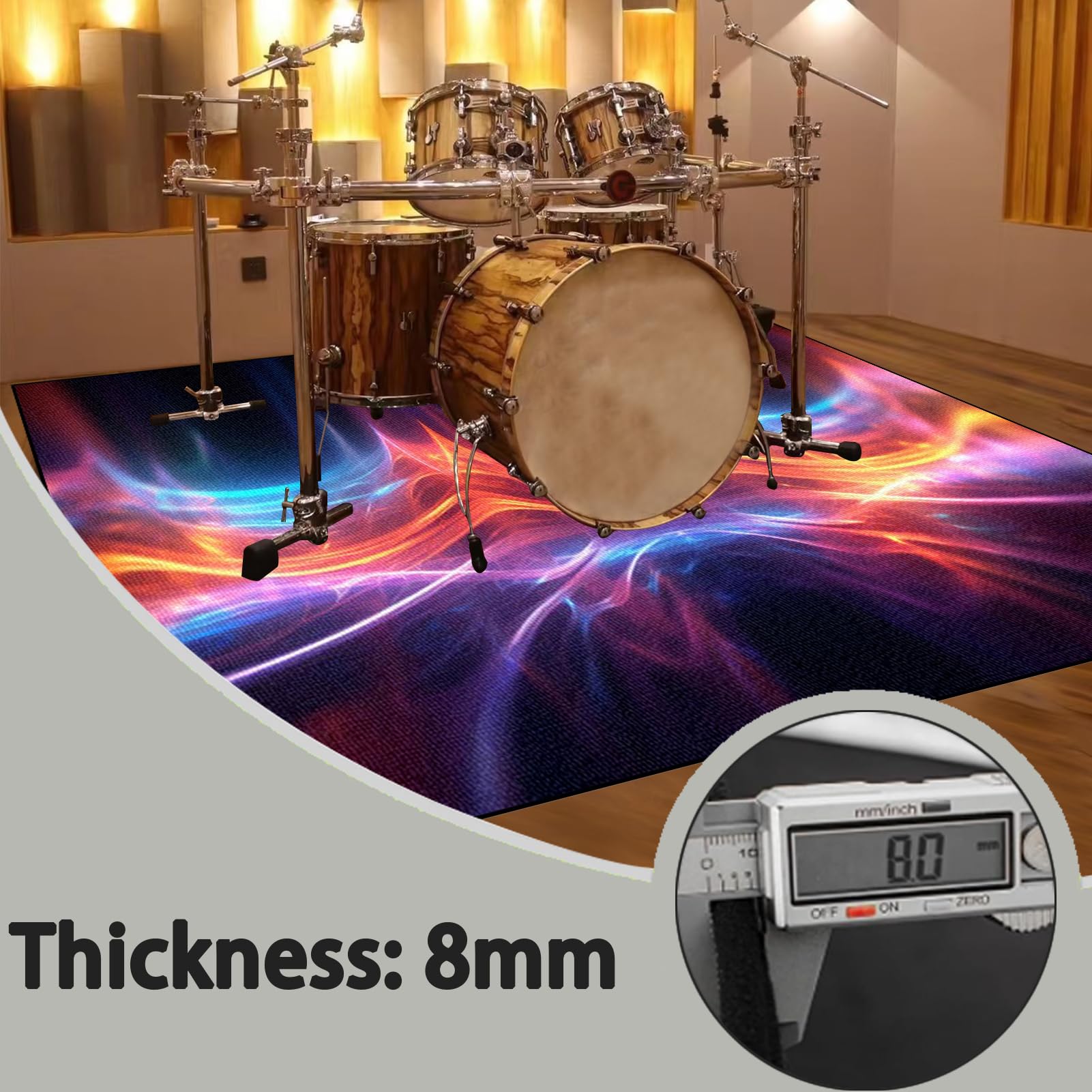 Tapis Batterie Tapis de Tambour Insonorisé Tapis De Batterie électronique pour Grosse Caisse Claire Tapis de Protection Tapis Anti Vibration Tapis Antidérapant pour Batterie 160 x 120 cm