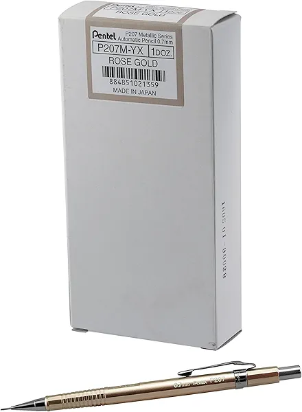 Pentel Sharp Mechanical Pencil, 0.7mm Metallic Copper Barrel, Box of 12 (P207MY)