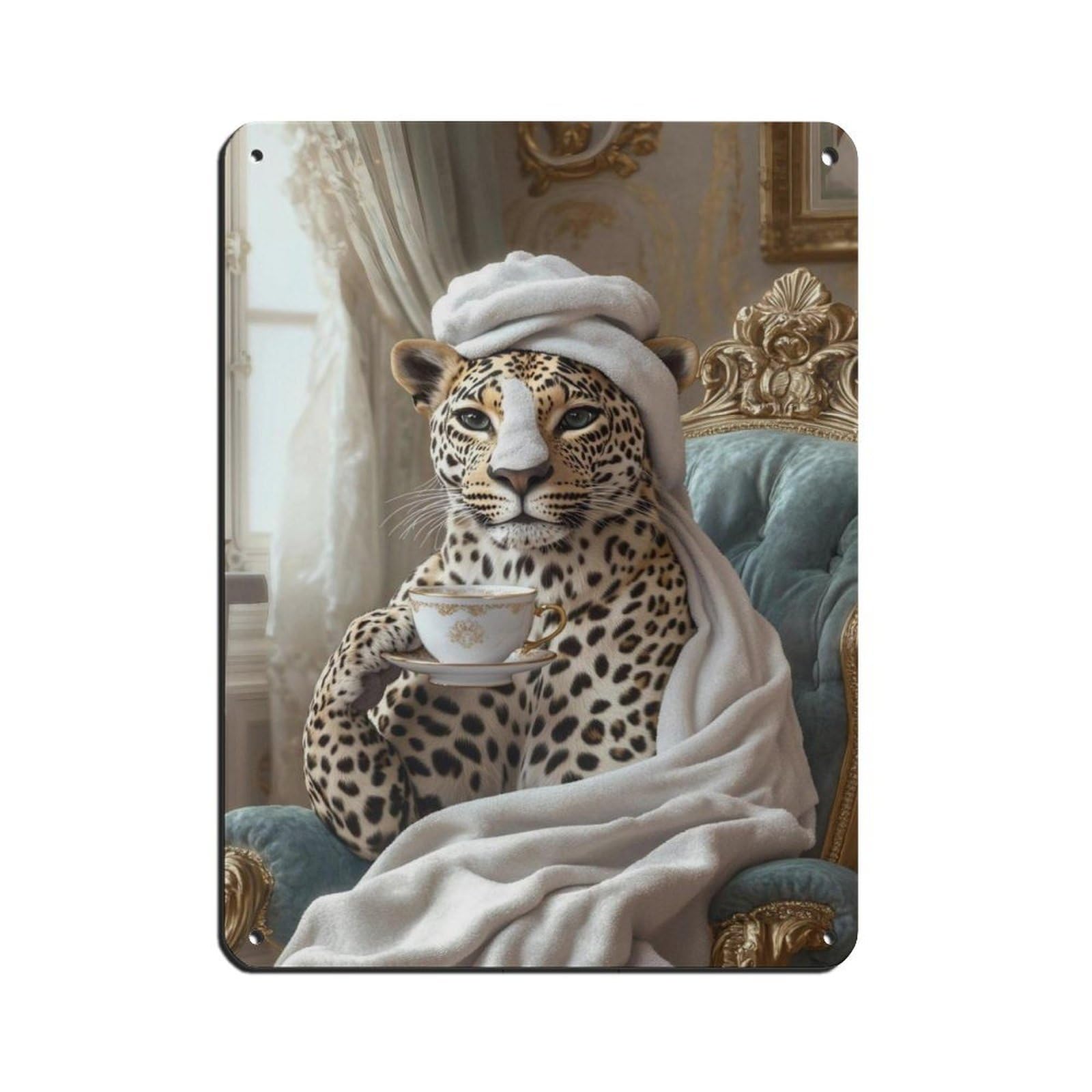Elegant Cheetah, Whimsical Animal Retro Poster Metal Tin Sign Chic Art Retro Iron Painting Bar People Cave Cafe Family Garage Poster Wall Decoration 12x16inch(30x40cm)