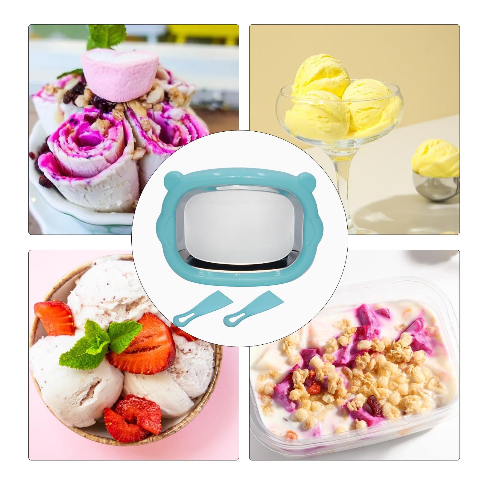 Machine à Glace Roulée - Pour Faire Des Glaces, Yaourts Glacés, Smoothies Maison - Inclut 2 Spatules