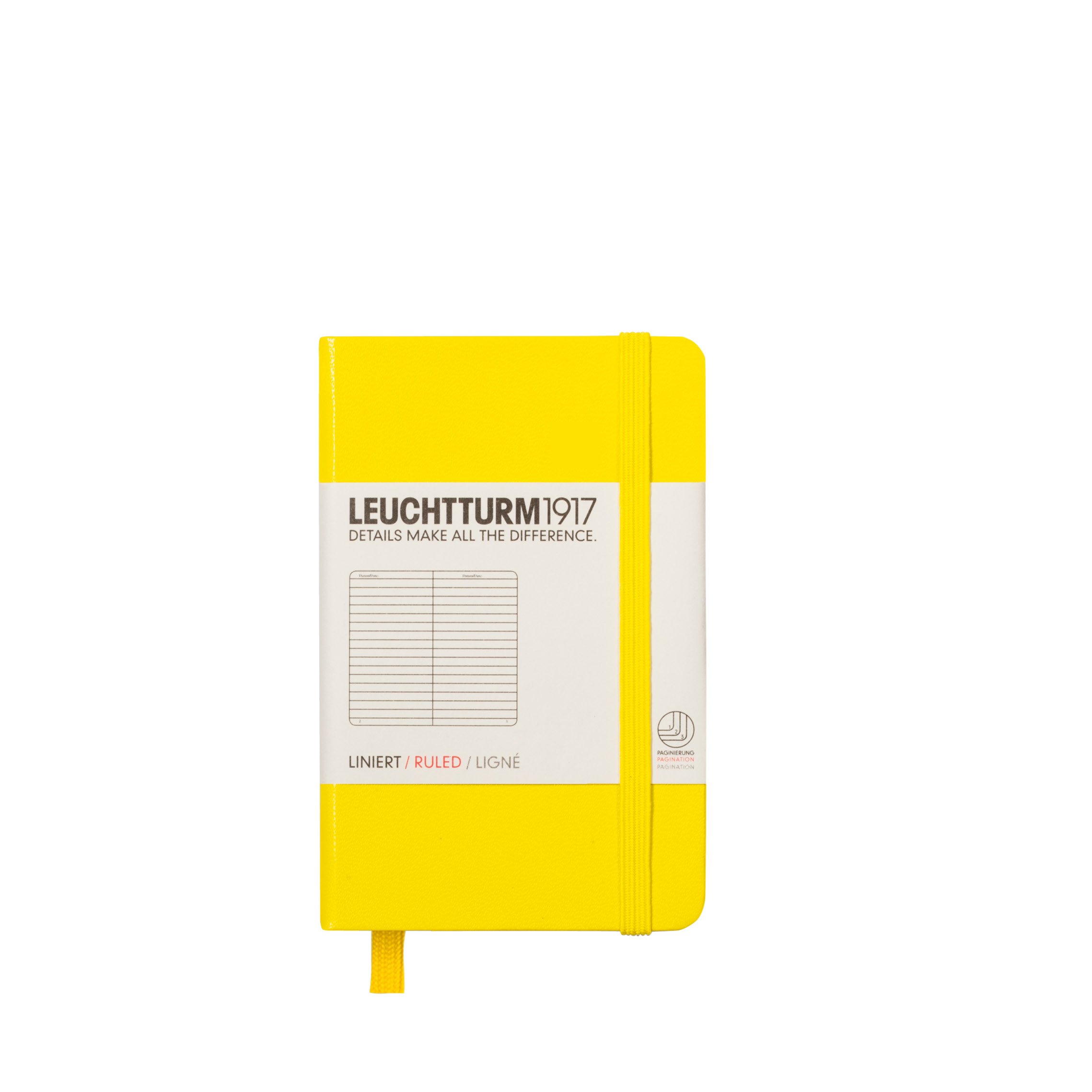 Leuchtturm 1917 Not Defteri Mini Boy (A7), Sert Kapak, 169 Numaralandırılmış Sayfa, Çizgili, Limon Sarı