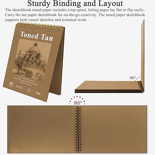 Miniatura 249 de Cuaderno de bocetos de 9 x 12 pulgadas, bloc de bocetos con espiral superior, paquete de 1 bloc de 100 hojas (68 libras/3.53 oz/m² - 100 g/m2)